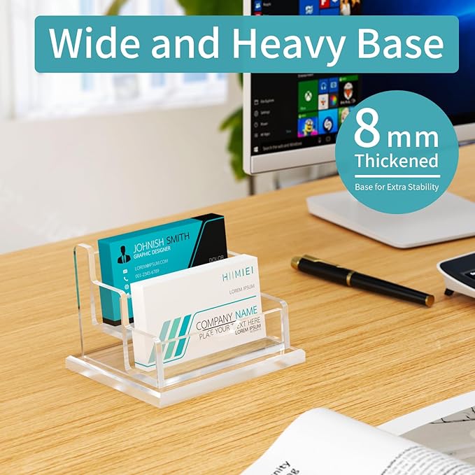 HIIMIEI Acrylic Business Card Display, Multiple Card Holder for Office, Home, Restaurant - 2 Slot, 2 Tier-DeskLoop Office