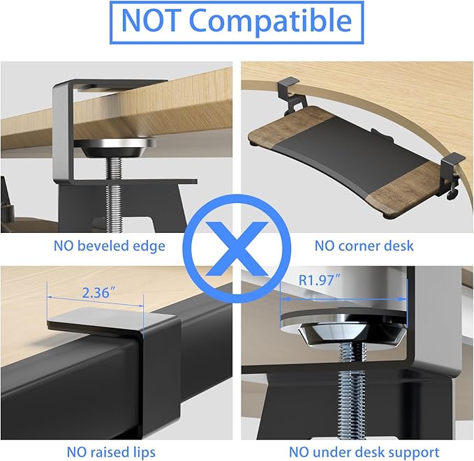 suptek Keyboard Tray Under Desk Pull Out with C Clamp Mount, Computer Keyboard & Mouse Tray, 25.6 (30 Including Clamps) x 11.8 inch Slide-Out Platform Computer Drawer for Typing, DSF1C-DeskLoop Office