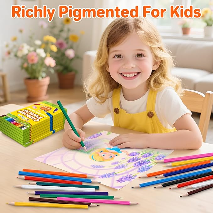 Shemira 100 Pack (1200 Count) Colored Pencils Bulk Set for Kids, Pre-sharpened Coloring Pencil in 12 Colors, Erasable Color Pencils', School Supplies for Kids Teachers, Back to School Supplies-DeskLoop Office