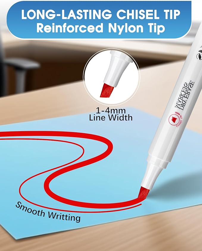 SFAIH Dry Erase Markers Chisel Tip with Magnetic Whiteboard Eraser, 72 Bulk 12 Assorted Colors White Board Markers for Teachers, Versatile Lines, 1s Quickly Dry, Perfect for Classroom and Office-DeskLoop Office