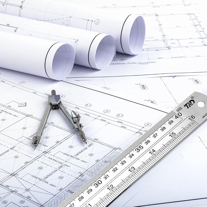 ZZTX Classic 12 Inch Stainless Steel Ruler Set of 6, Heavy Duty, Straight Edge, Non-Bendable, Rust & Corrosion Resistant-DeskLoop Office