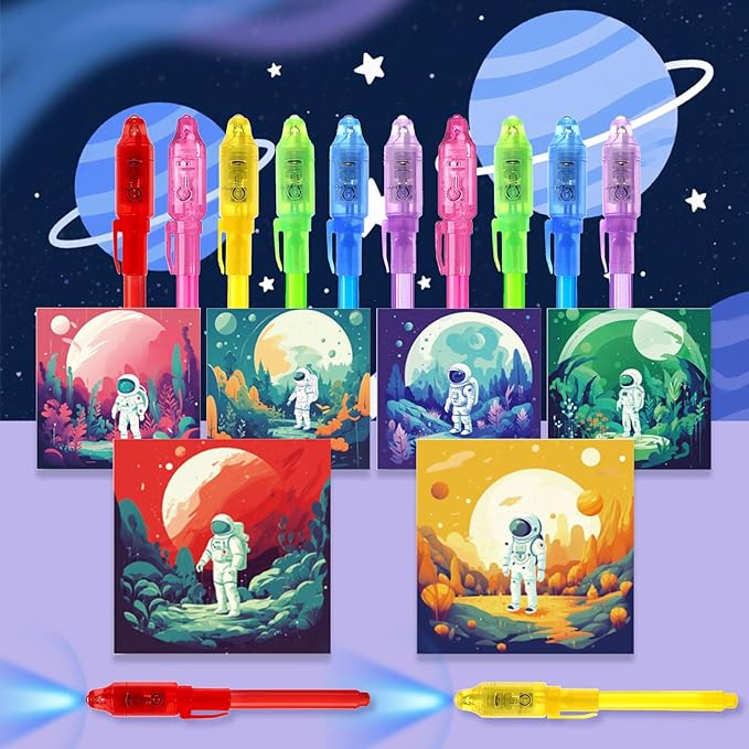 Invisible Ink Pens 12 Pack with Notebook and UV Pen Light, Party Favors for Kids 8-12, Christmas Stocking Stuffers, Thanksgiving Halloween Goodie Bag Gifts-DeskLoop Office