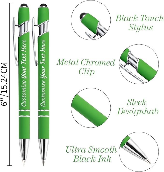 Personalized Pens Bulk 500 with Name Custom Engraving Ballpoint Pens with Stylus Tip Customized Smooth Writing Pens Personalized Gifts for Anniversary Birthday or Graduation(Blue,Black Ink)