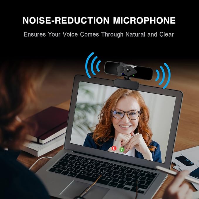 2K Webcam for PC, 85° View USB Computer Camera, with Noise Canceling Microphone & Privacy Cover, HD Web Cameras for Desktop Laptop Monitor Mac Streaming, Gaming & Video Calling-DeskLoop Office
