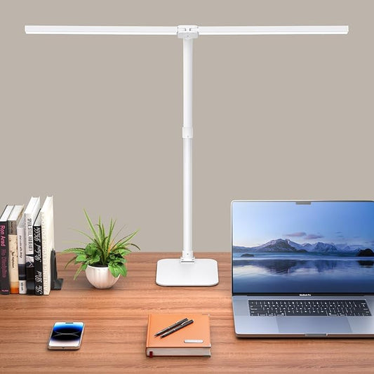 Desk Lamp Architect Task Dual Head Modern Flexible Gooseneck Tall Dimmable Light for Home Office, 5 Color Modes,Remote Control, 1500lm 24W Extra Bright Lighting-DeskLoop Office