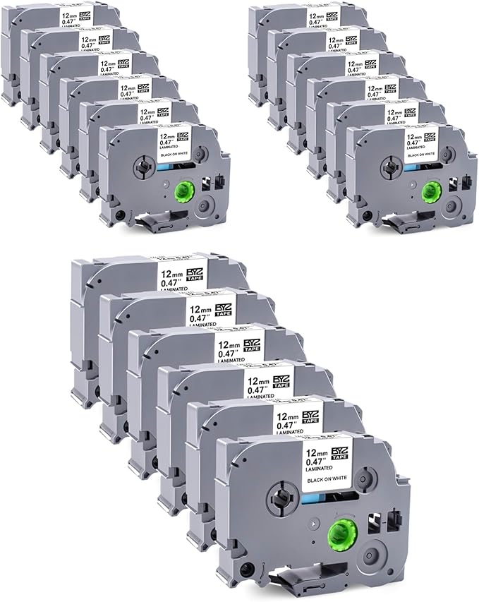 18 Pack Compatible with Brother P Touch Label Maker Tape Work for P Touch PT-D220 PTD220 PT-D210 PTD210 PT-H103w,12mm 0.47" Laminated White Label Tape TZe-231,1/2" Black on White, for PTH100 PTD400AD-DeskLoop Office