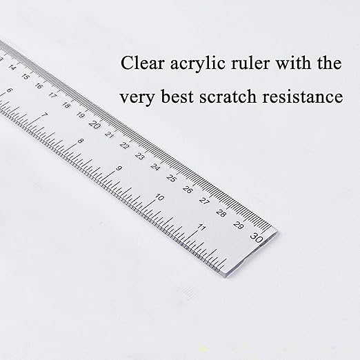 2 Pack Plastic Ruler Straight Ruler Clear See Through Measuring Acrylic Tool for Student School Office with Centimeters and Inches(6 Inch+12 Inch)-DeskLoop Office