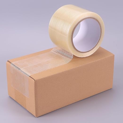 Strapping Tape 3 inch, Heavy Duty Shipping Packing Tape, Clear Filaments Run Lengthwise, Waterproof, Fiberglass Reinforced Packing Tape-DeskLoop Office