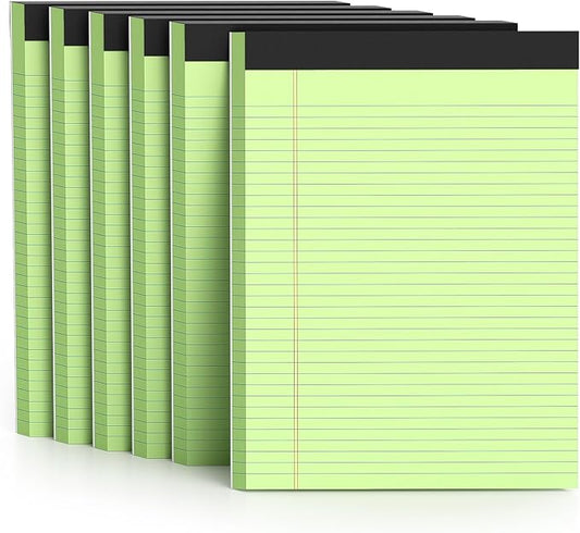 300 Sheets Green Legal Pads 8.5 x 11 College Ruled Paper 6-Pack Note Pads Narrow Ruled 50 Sheets per Notepad Perforated Writing Pad Durable Sturdy Back 8x11 Pads of Paper-DeskLoop Office