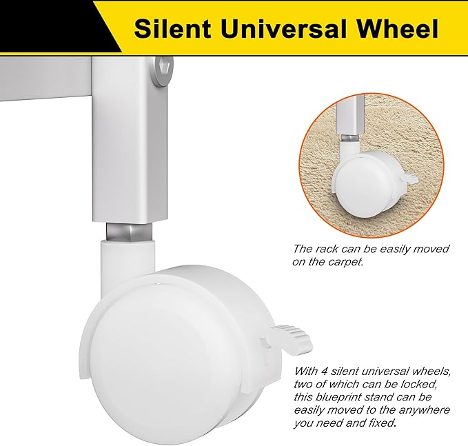 Blueprint Storage Rack, Blueprint Holder with Wheels, Used for Storing Blueprint/Carpet/Map/Poster/Architectural Construction Plan, 20 Slots, 2 Brakes, Silent wheel for Home, Office, School(Black)-DeskLoop Office