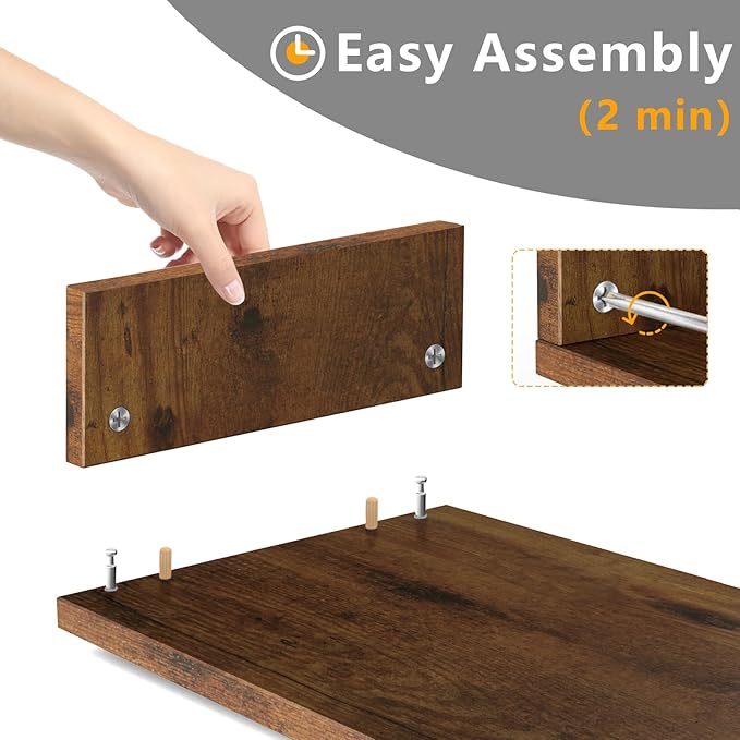 TAVR Dual Monitor Stand Riser, Computer Monitor Stands for 2 Monitors, Extra Long Multifunctional Desktop Organizer Riser for Computer, Laptop, PC, Printer, TV, Max 43.3" Length, Rustic Brown-DeskLoop Office