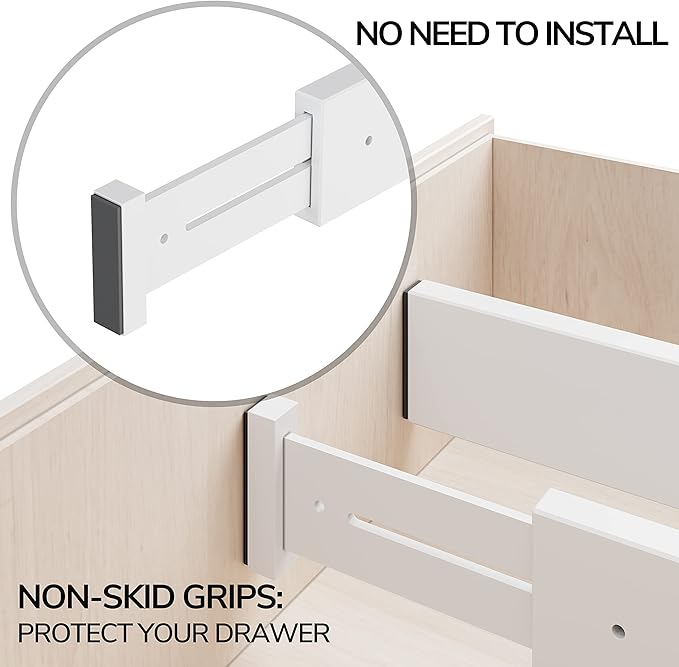 BAMEOS Drawer Dividers Bamboo Separators Organization Expandable Organizers for Kitchen Bedroom Bathroom Dresser Office 4-pack-DeskLoop Office