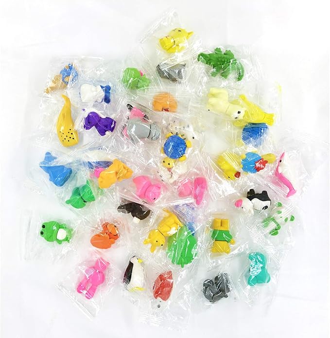 Animal Erasers Desk Pet 40 Pack 3D Animal Erasers for Kids Cute Fun Puzzle Erasers for Students School Supplies Prize Gifts Party Favors-DeskLoop Office