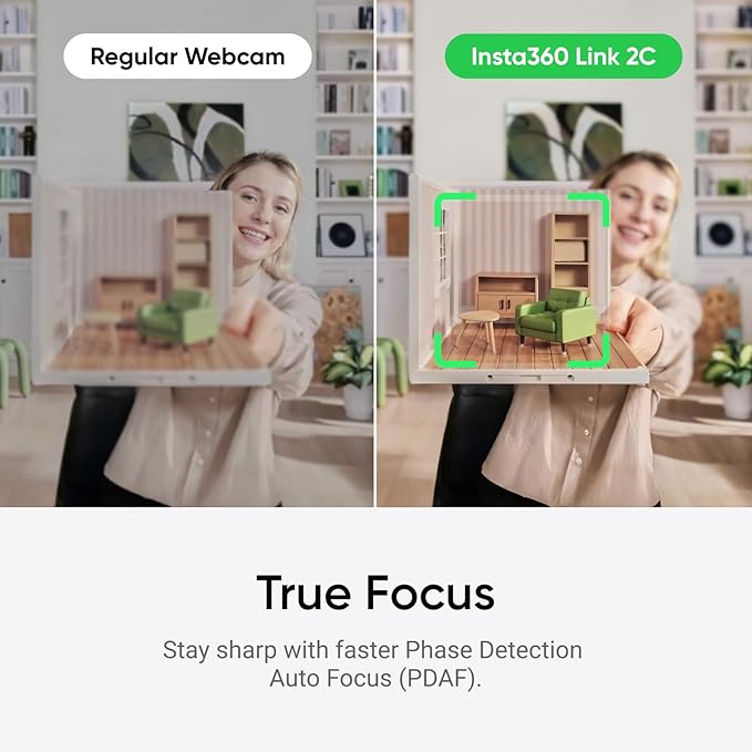 Insta360 Link 2C Tripod Bundle - 4K Webcam for PC/Mac, 1/2" Sensor, Auto Framing, HDR, AI Noise-Canceling Mic, Gesture Control for Streaming, Video Calls, Gaming, Works with Zoom, Teams, Twitch & More-DeskLoop Office