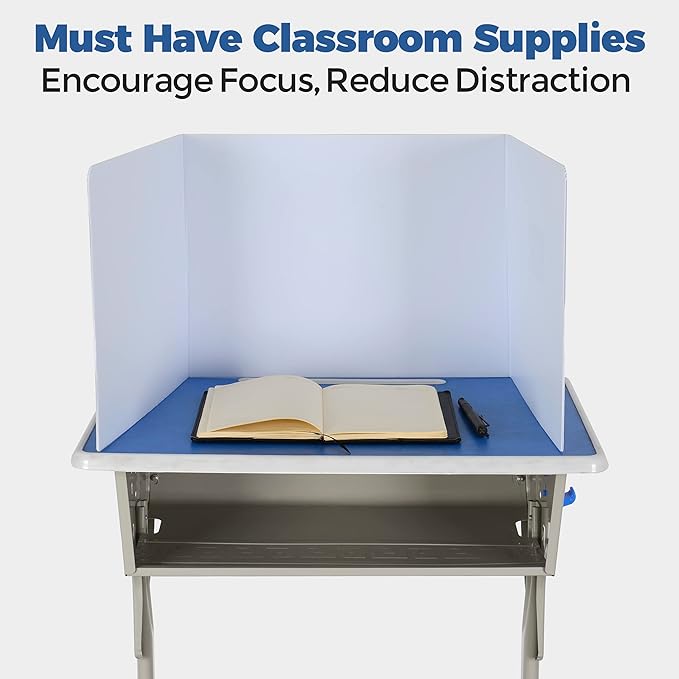 22 Pack Classroom Privacy Shields for Student Desks - Easy to Clean Plastic Sneeze Guard Folder Desk Divider Study Carrel - Classroom Materials for School Teachers - Includes Extra Labels-DeskLoop Office