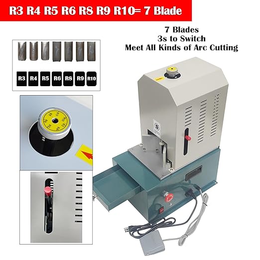 Eelectric Corner Rounder Cutter Machine, 180W Heavy Duty Paper Punch Cutter with R3 R4 R5 R6 R8 R9 R10 Seven Blades, Metal Corner Rounder Punch for Office Business Cardstock Plastic PVC-DeskLoop Office
