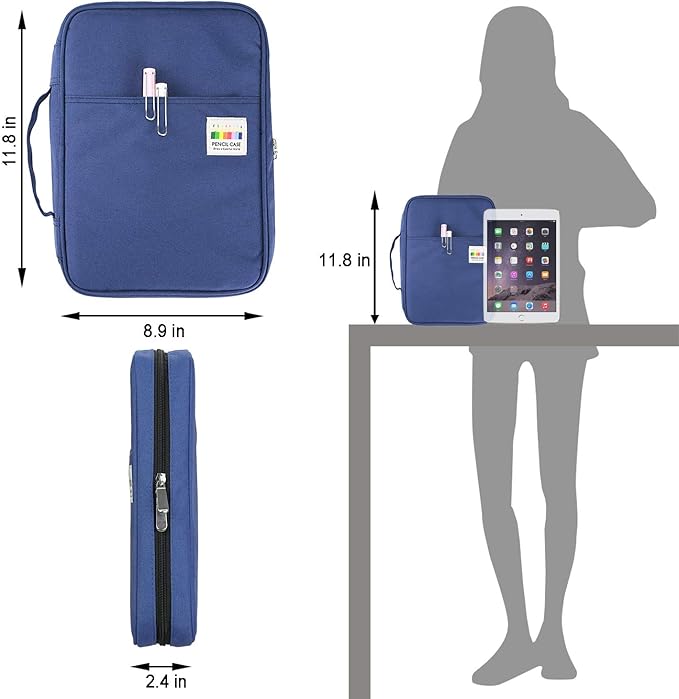 YOUSHARES 166 Slots Colored Pencil Case, 110 Slots Gel Pens fo Coloring Case Organizer, Handy Multilayer Color Pencil Holder for Glitter Gel Pens, Refills, Colored Pencils for Adults & Artist (Blue)-DeskLoop Office