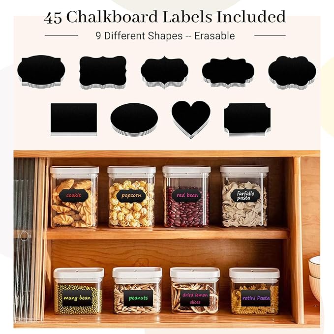 KERIFI Liquid Chalk Markers Fine Tip 1.0 mm, 12 Colors Wet Erase Makers for Chalkboard Calendar, Erasable Chalk Pens for Chalkboard, Blackboard, Bistro, Menu, Glass, Wedding Signs, 45 Labels Included-DeskLoop Office