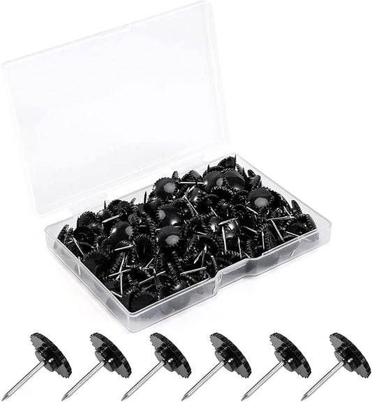 150PCS Black Push Pins, Standard Clear Thumb Tacks Steel Point and Transparent Plastic Head for Bulletin Board, Fabric Marking, Crafts and Office Organization-DeskLoop Office