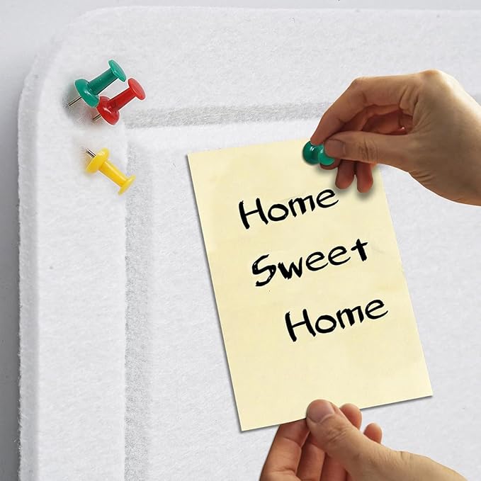 Large Bulletin Board, 48 X 36 inches Felt Board Notice Pin Board,4' x 3' Cork Board Alternative for Wall, Self-Adhesive Vision Board Mood Board Foldable Photo Board with 30 Pushpin-Warm White-DeskLoop Office