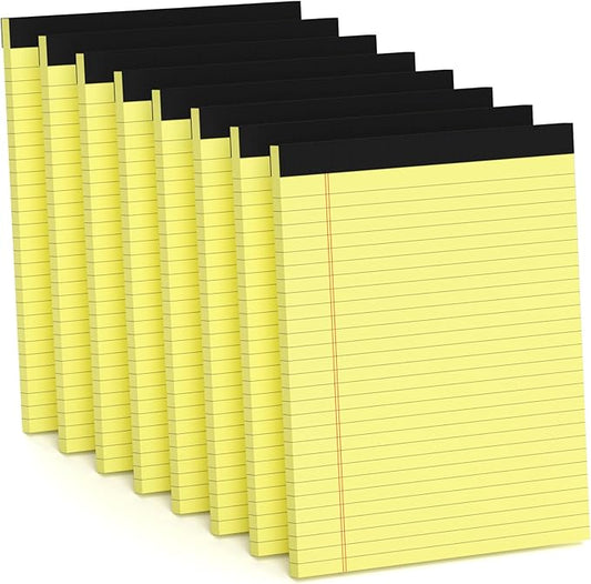 8 Pack Yellow Legal Pads 8.5 x 11 Wide Ruled Note Pads 8.5 x 11 Lined Paper Writing Pads Yellow Notepads 8.5 x 11 Notebook Paper for Work Legal Notepads Yellow Pads of Paper 30 Sheets per Legal Pad-DeskLoop Office