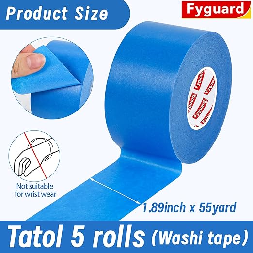 5 Rolls Painters Tape 2 Inch Wide, Blue Painters Tape Bulk 1.89In × 55Yd × 5 Rolls Blue Tape, Multi-Surface Masking Tape for Wall Painting Edge Treatment DIY Crafts, Total 275 Yards-DeskLoop Office