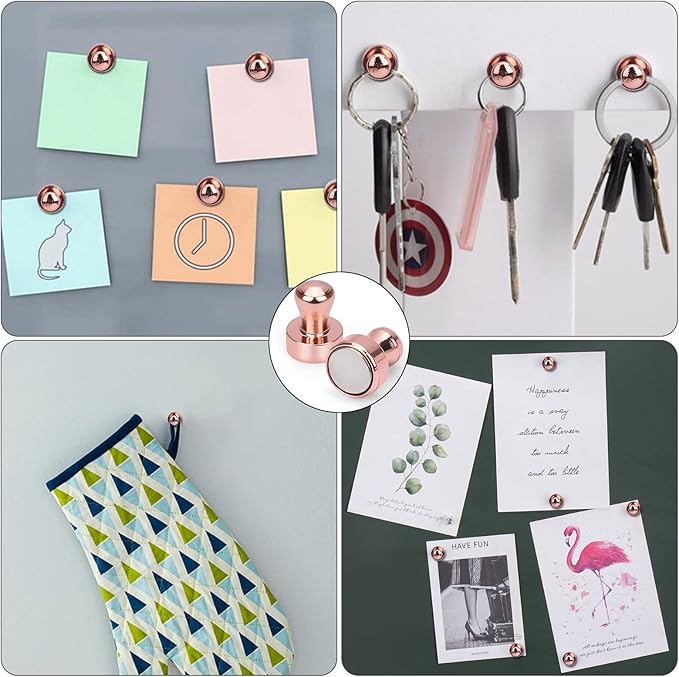 LOVIMAG 20 PCS Refrigerator Magnets, Rose Gold Fridge Magnet Strong Magnets for Whiteboard, Small Neodymium Magnetic Ideal for Push Pin, Office, Classroom, Map-DeskLoop Office