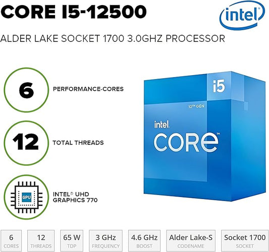 HP Desktop Computers Tower PC for Home Business Student, Intel 6-Core i5-12500 (Beat i7-11700), 32GB DDR4 RAM, 1TB PCIe SSD, WiFi, Bluetooth, RJ-45, Keyboard and Mouse, Windows 11 Pro, Wendbo-DeskLoop Office