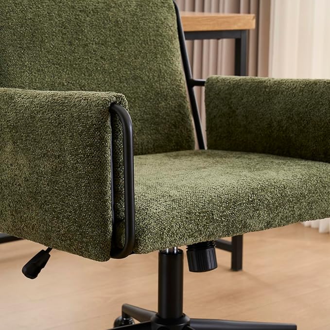 Kidol & Shellder Office Desk Chair Set of 4 with Arm, Swivel Adjustable Height with Wheels Comfortable Wide Seat for Home Office, Bedroom, Makeup Room, Green-DeskLoop Office