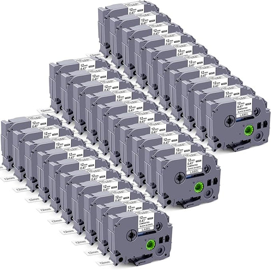 30-Pack Replacement for Brother P-Touch Label Tape TZe-231 TZ-231 TZe TZ Tape Laminated White Label Maker Tape Compatible with Brother Label Maker PT-D200 PT-D210 PTH100 PT-D400, 1/2" x 26.2'-DeskLoop Office