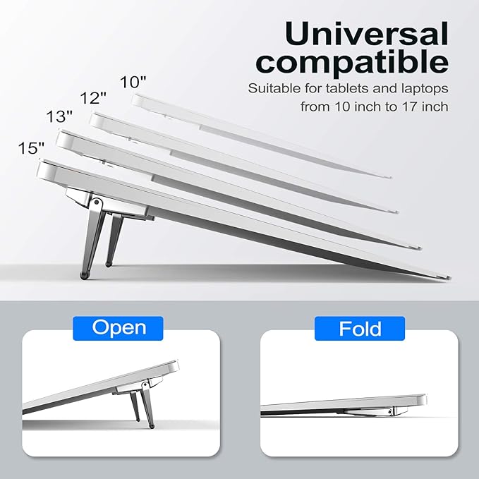 Laptop Stand for Desk, Portable Anti-Slip Keyboard Riser, Zinc Alloy Keyboard Stands, Computer Stand Compatible with MacBook Air/Pro, 10-15.6 Inches Laptops and Keyboards (Sliver)-DeskLoop Office