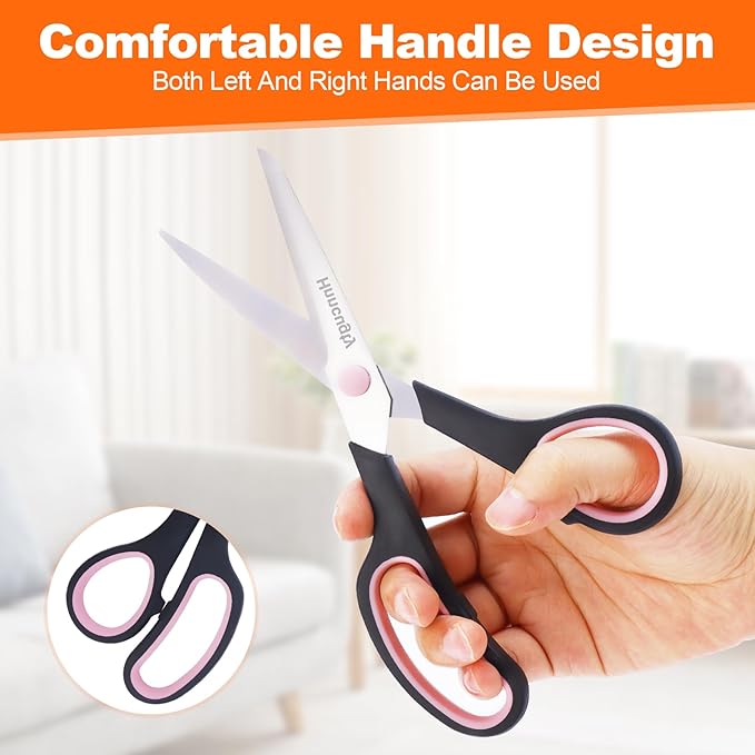 Scissors for Office School Supplies, Hnncugty 8" Scissors All Purpose Bulk Set of 24-Pack, Sharp Shears for Home Craft Sewing Fabric, Middle School Student Teacher Supplies, Comfort Right/Left Handed-DeskLoop Office