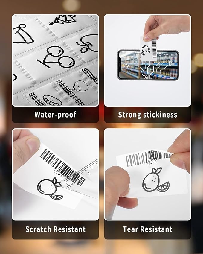 960 pcs Thermal Sticker Barcode Label Paper, Phomemo Multi-Purpose Self-Adhesive Tag for M110/M220/M108/M250/M260/M120/M150 Label Maker Machine, 1.18'' x 0.78"(30X 20mm),320 Pcs/Roll, Black on White-DeskLoop Office