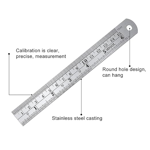 Stainless 2 Pack Steel Ruler 6 Inch Metal Rule Kit with Conversion TableC-DeskLoop Office