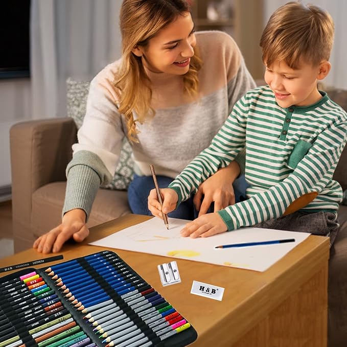 72Pcs Drawing Sketching Kit Set, Pro Art Supplies with Sketchbook, Watercolor, Graphite, Colored, Metallic, Charcoal Pencil, Drawing Set in Zipper Carry Case for Adults Teens Beginner-DeskLoop Office