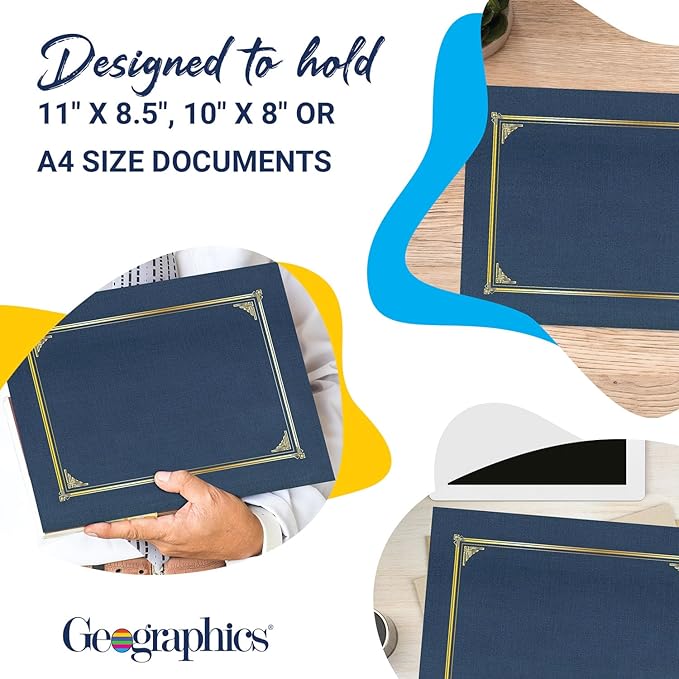 Classic Linen Document Covers, 12.5” x 9.75”, Navy Bue (25 Pack)-DeskLoop Office