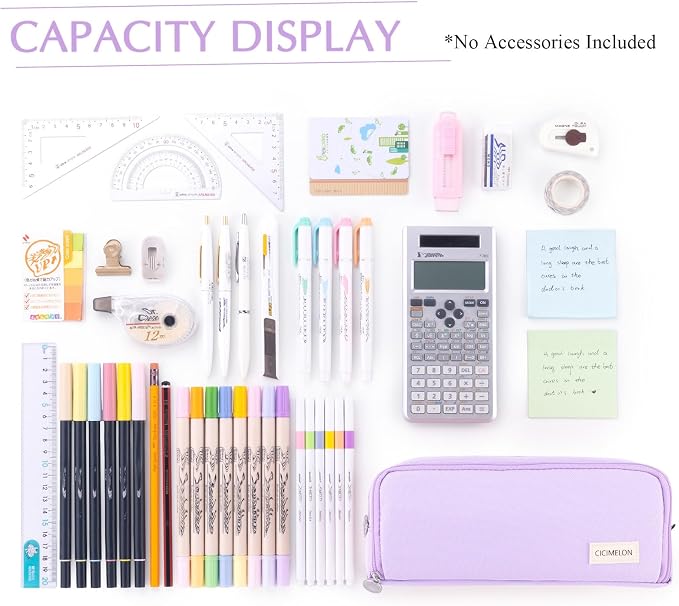 CICIMELON Large Capacity Pencil Case 3 Compartment Pouch Pen Bag - Image 7