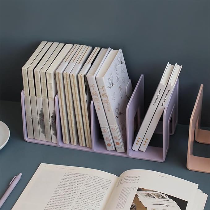 2PCS Acrylic File Organizer for Desk, Desktop Document/Mail Organizer, 4 Compartments Plastics Invisible Bookshelf Floating (12.5" x 5.7" x 5", SkyBlue)-DeskLoop Office