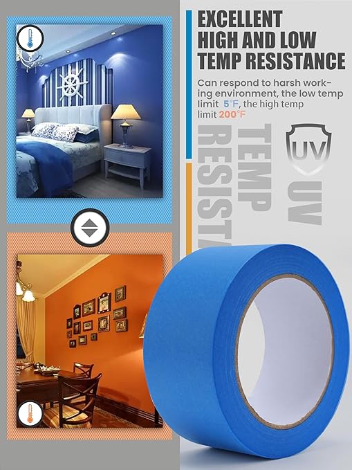 Lichamp Blue Painters Tape Bulk, 10 Pack 1.9 inch Wide by 55 Yards Tape, Blue Tape for Crafts Arts-DeskLoop Office