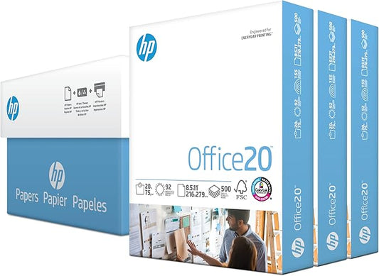 HP Printer Paper | 8.5 x 11 Paper | Office 20 lb | 3 Ream Case - 1500 Sheets | 92 Bright | Made in USA - FSC Certified | 112090C, White-DeskLoop Office