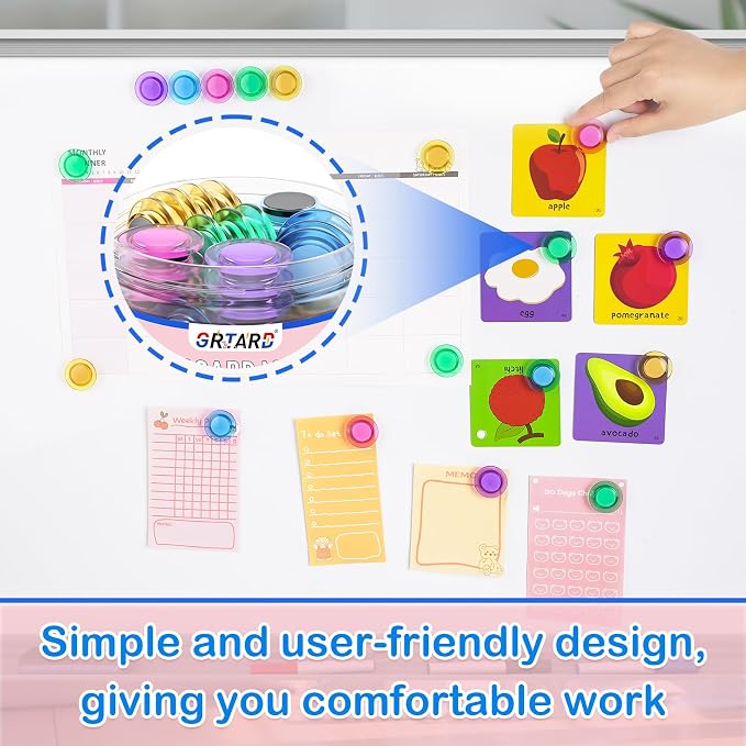 Grtard 45 Pcs Colorful Magnets for Whiteboard, Round Fridge Magnet, Small - Image 7