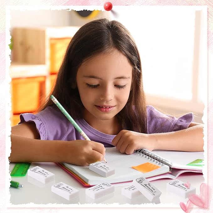 Fuutreo 200 Pcs Welcome Back to School Gifts for Students Inspirational Pencil Erasers Bulk You are Awesome White Cute Fun Erasers First Day of School Gifts Classroom Prizes from Teachers-DeskLoop Office