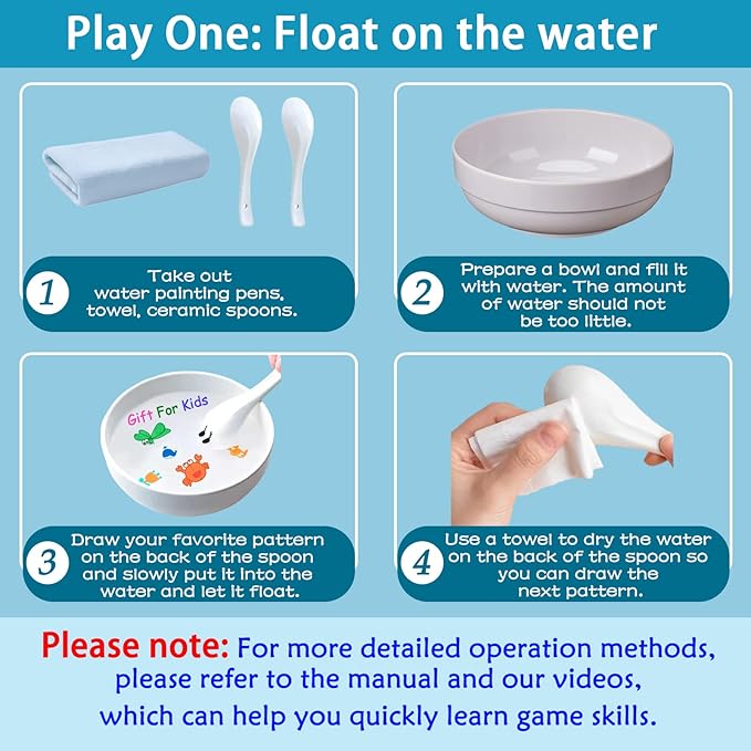 IRWPITW Magic Drawing Pen Bundle, 8 Colors Magical Water Painting Pens for Kids, Kiddies Create Magic Pen Floating Ink Drawings Set with Spoons and Towel, Tattoo Water Marker Gifts for Boys and Girls-DeskLoop Office