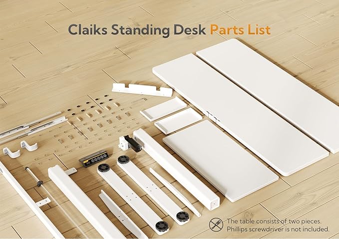 Claiks Standing Desk with Keyboard Tray, Electric Standing Desk Adjustable Height, 55x24 Inches Sit Stand up Desks with Splice Board, Raising Desks for Home Office, White-DeskLoop Office