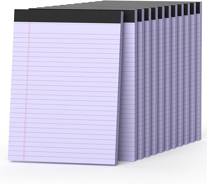 360 Sheets Purple Legal Pads 8.5" x 11" Pack of 12 Note Pads Wide Ruled Lined Paper with Micro-Perforated Writing Notebook 30 Sheets per Pad To-Do List Notepad for School, Office & Home Supplies-DeskLoop Office