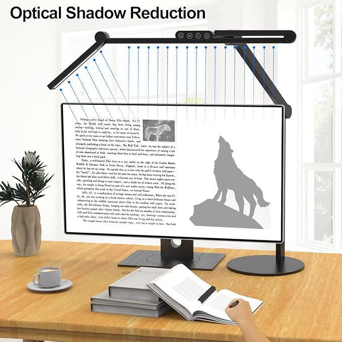 Micomlan Architect Desk Lamp with Atmosphere Lighting, Adjustable Led Desk Light for Home Office with Base, 24W Bright Auto Dimming Table Light with Rotatable Swing Arm for Workbench Computer-DeskLoop Office