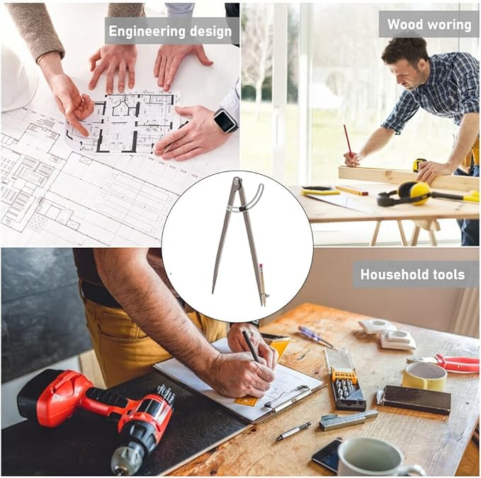 24 inch Compass for Geometry, Compass for Woodworking, Precision Woodworking Compass with Wing Divider and Pencil Holder, Large Compass for Geometry, Woodworking Compass, Drafting, Drawing Compass