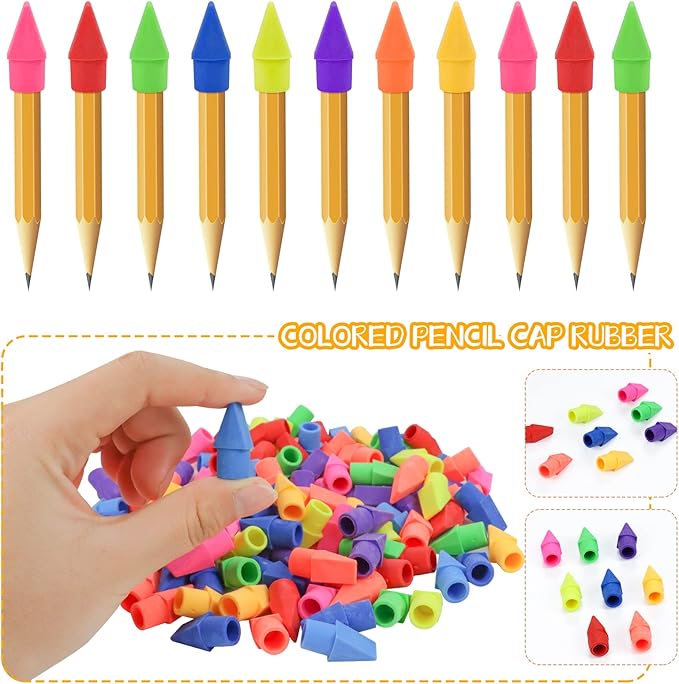 800PCS Caps Pencil Erasers Chisel Shape Pencil Eraser Arrowhead Caps Erasers Latex Free Pencil Pencil Eraser Toppers Assorted Colors for Favors Games Prizes Pencil Top Erasers Home School Office-DeskLoop Office