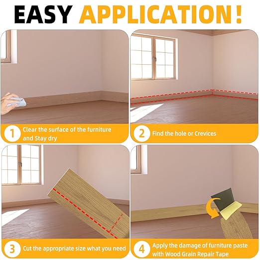 GSCIT Club Wood Grain Repair Tape, 2.4 inch X 100ft Self Adhesive Oak Grain Repair Patch for Tables, Chairs, Baseboards, Doors, Windows, Floors, Handicraft DIY.-DeskLoop Office