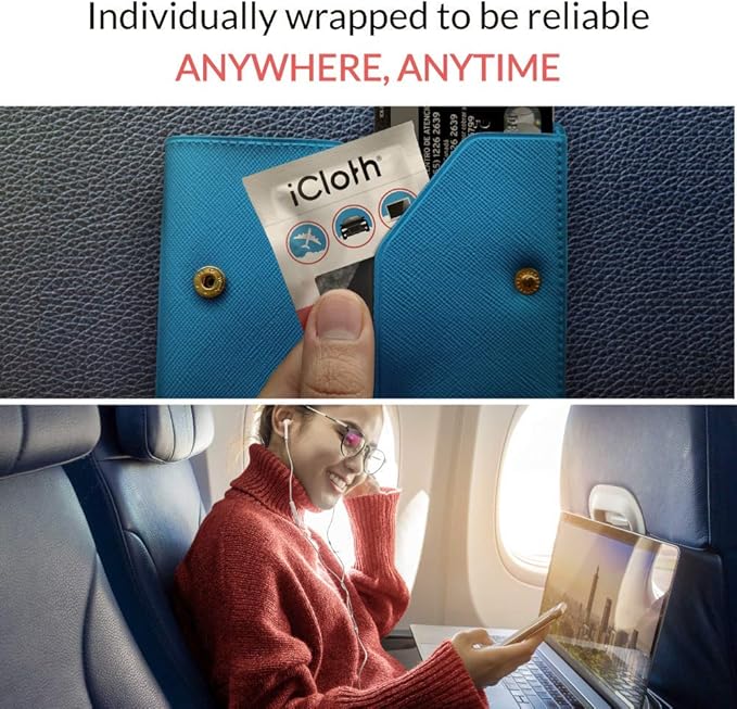 iCloth 70% Isopropyl Alcohol Large Screen and Electronics Wipes, Lint-Free, Streak-Free, Fast-Drying, Removes Dust and Fingerprints (100 Wipes)-DeskLoop Office